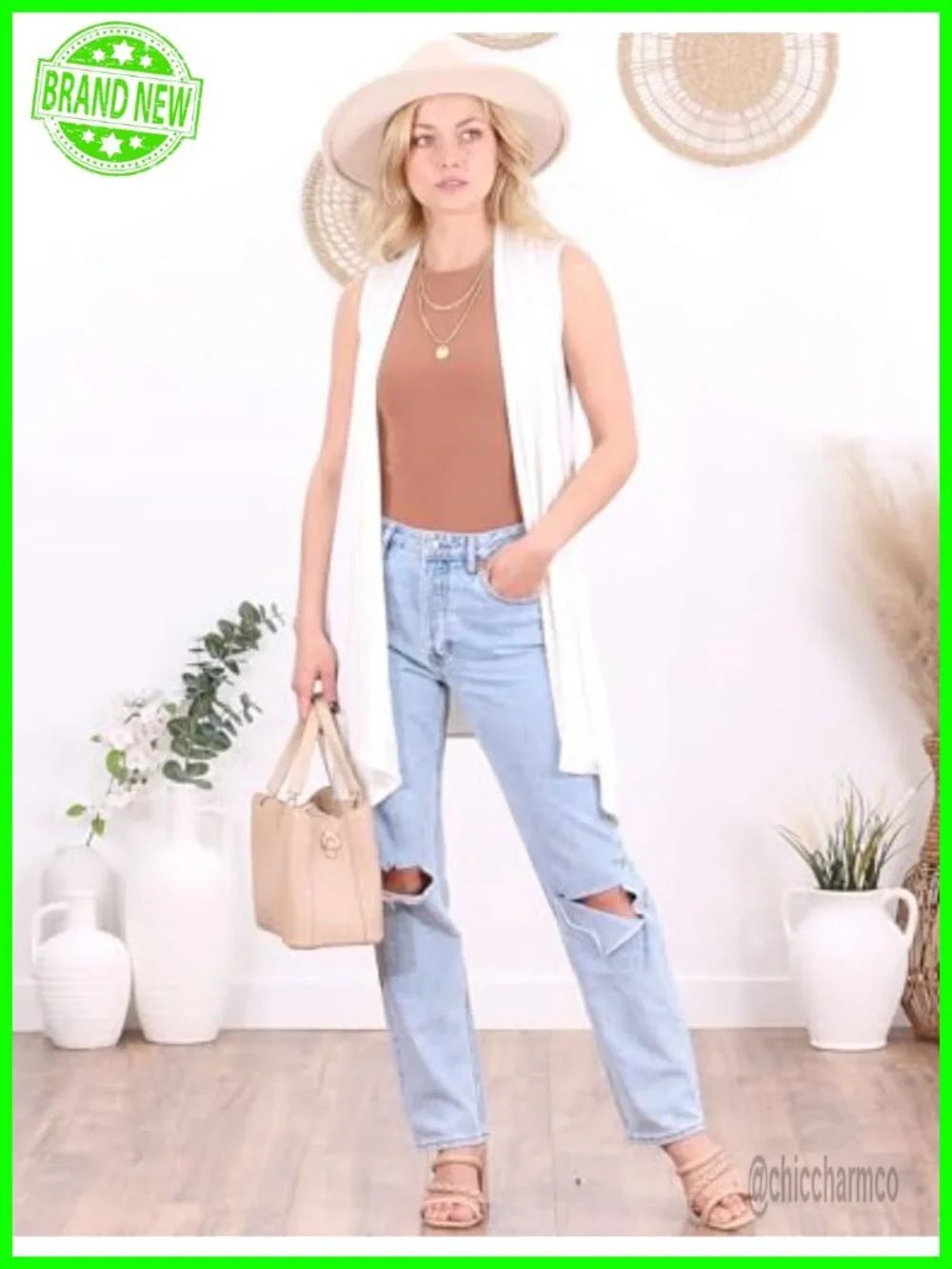 Sleeveless Cardigan Vest Open-Front Long Asymmetric Hem